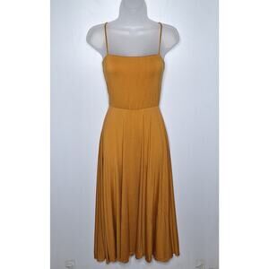 Audrey 3+1 Square Neck Midi Tank Dress Modal Jersey Mustard Small Sundress 70s